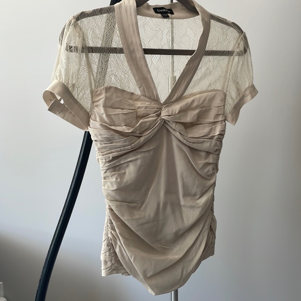 Lace blouse, satin finish